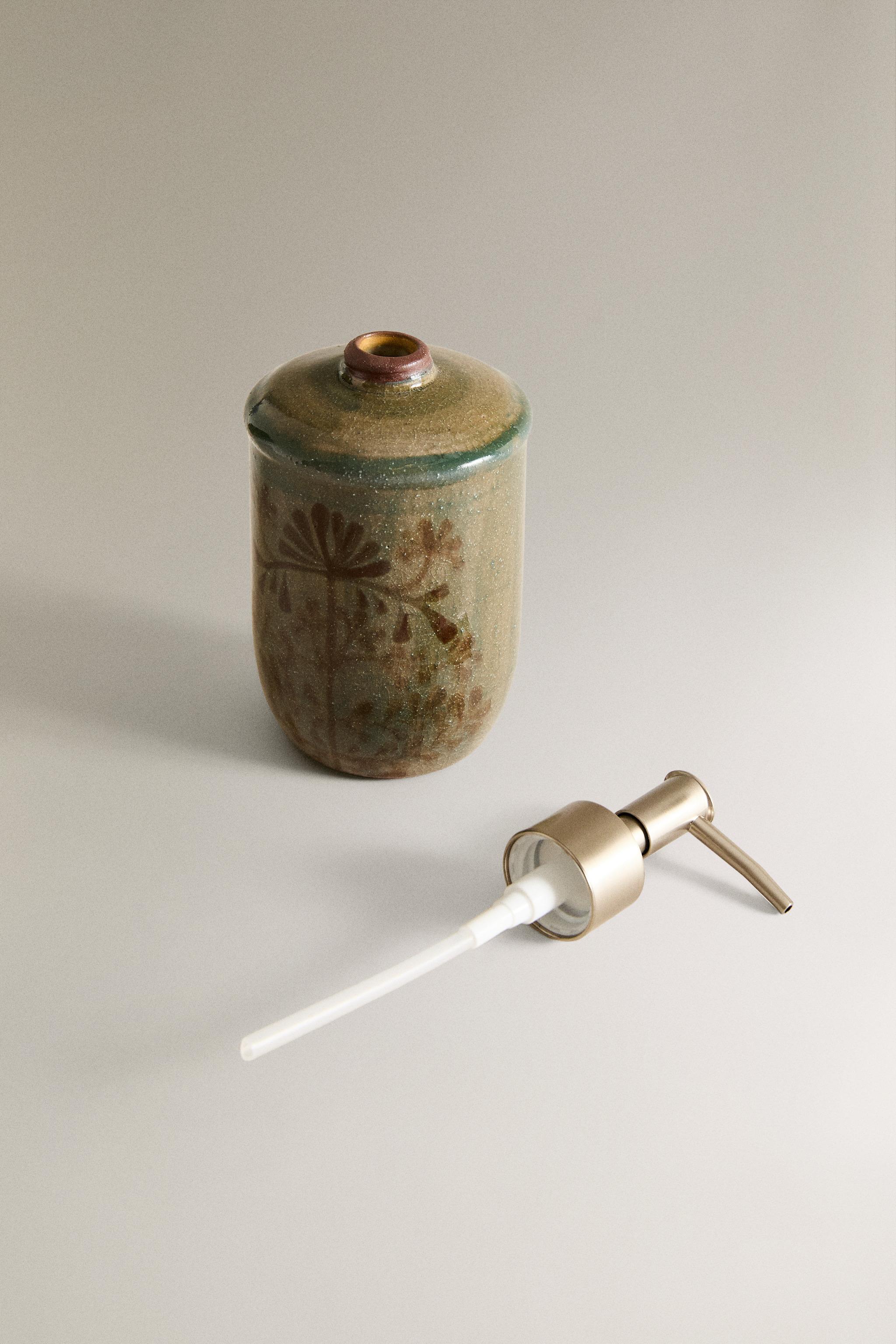 CERAMIC FLORAL SOAP DISPENSER